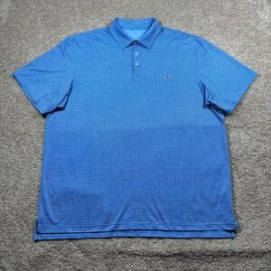 Vineyard Vines On The Go Sankaty Polo Shirt Mens XXL Blue Geometric Stretch OTG
